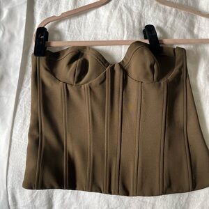ZARA - Khaki Corset Crop Top - Size SMALL